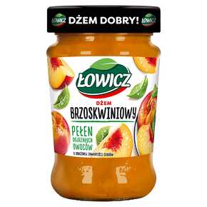 DŻEM ŁOWICZ BRZOSKWINIOWY O OBNIŻ ZAWAR CUKRU 280 g AGROS NOVA