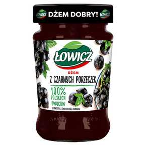 DŻEM ŁOWICZ CZARNA PORZECZKA O OBNIŻ ZAWAR CUKRU 280 g AGROS NOVA
