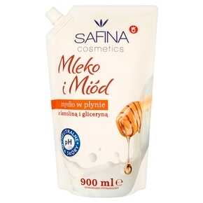 MYDŁO SAFINA MLEKO MIÓD W PŁYNIE ZAPAS 900 ml MW DOBRY WYBÓR