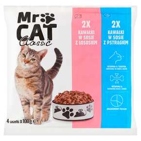 KARMA KOT MR CAT ŁOSOŚ PSTRĄG MIX 4*100 g MW DOBRY WYBÓR SASZ