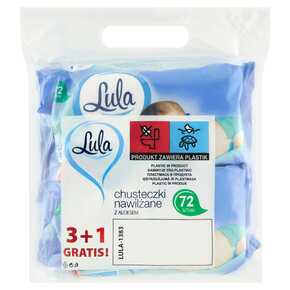 CHUSTECZKI NAWILŻANE LULA Z ALOESEM 72 szt. 3+1 STELLA