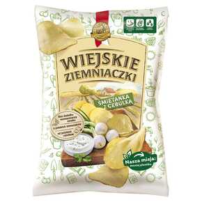 CHIPSY WIEJSKIE ZIEMNIACZKI ŚMIETANKA Z CEBULKĄ 130 g LBS
